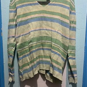 Striped V-Neck Men's Sweater